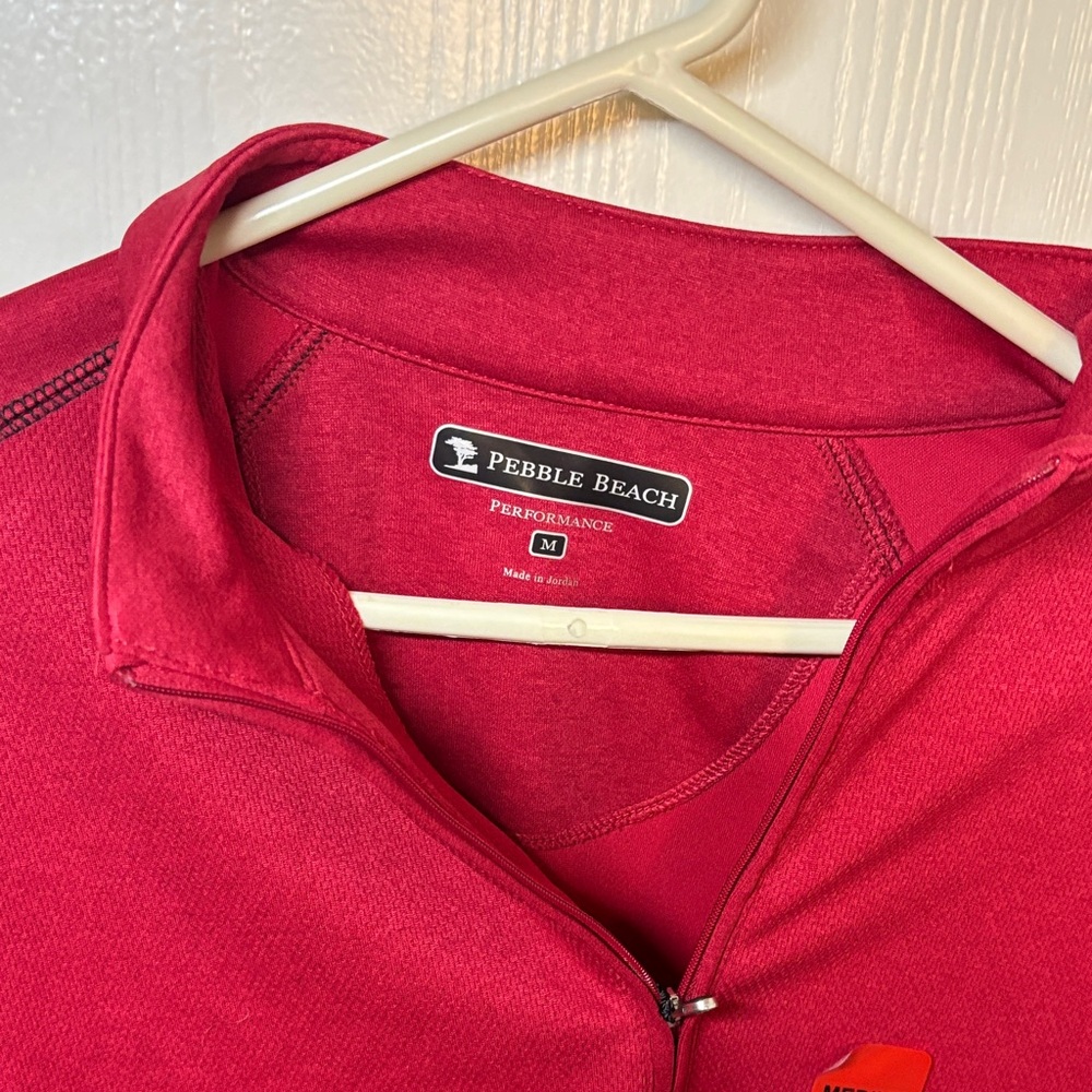 Pebble Beach Men's Raspberry Red Quarter-Zip Sweater - Picture 6 of 9